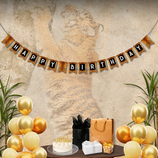 Animal Print Tiger Birthday Bunting Banner (Creator Uploaded)