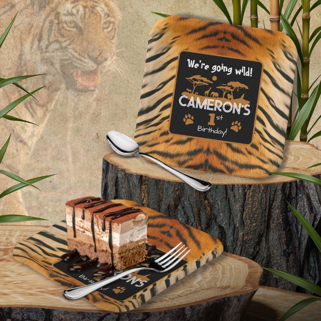 Animal Print Tiger Birthday Paper Plate (Creator Uploaded)