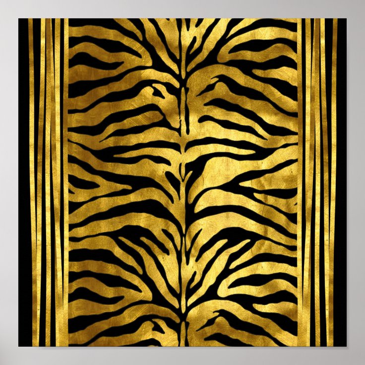Animal print, tiger stripes in gold and black poster Zazzle