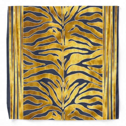 Animal print tiger stripes in gold blue white bandana