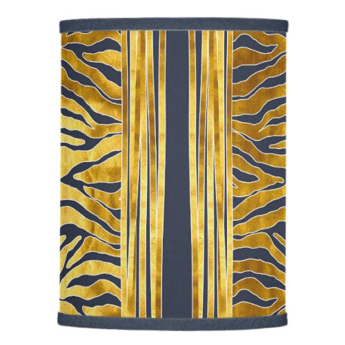 Animal print tiger stripes in gold blue white lamp shade