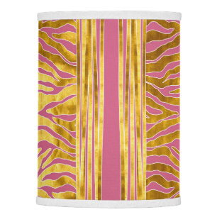 Animal print, tiger stripes in gold, blush, white lamp shade