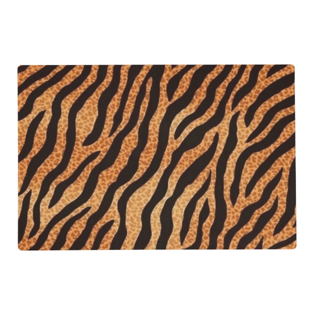 Animal Print Tiger Stripes Pattern Beverage Placemat (Front)