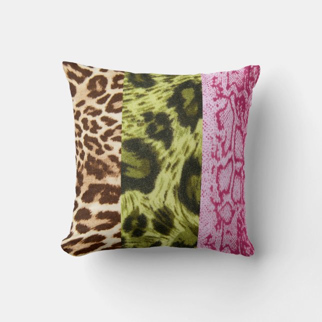 Animal Print Trio Throw Pillow (Front)
