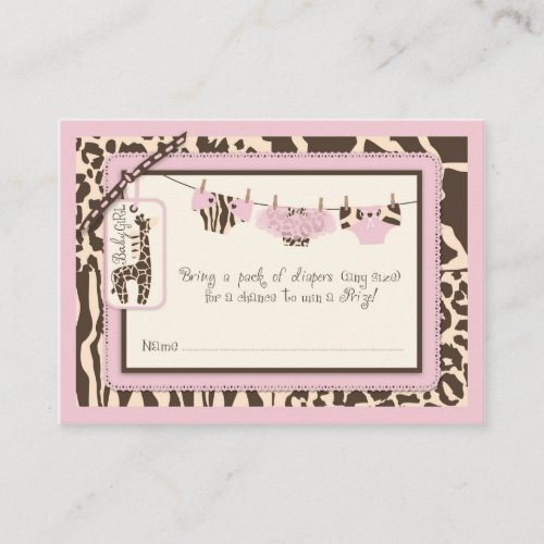 Animal Print Tutu Clothesline Diaper Raffle Ticket Enclosure Card