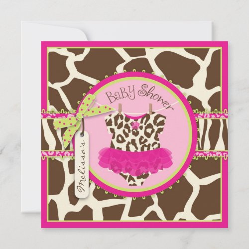 Animal Print Tutu Safari Baby Shower Custom Invitation