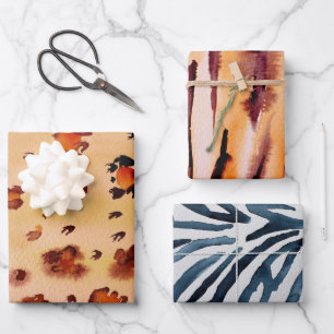 Animal Print Watercolor Wrapping Paper Sheets