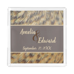 Animal Print Wedding Keepsake Duck Feather Acrylic Tray