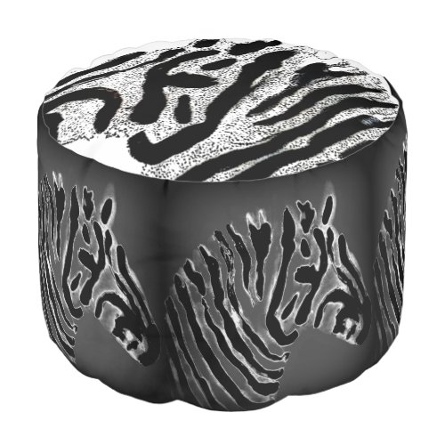 Animal Print Zebra Art Black White Pouf