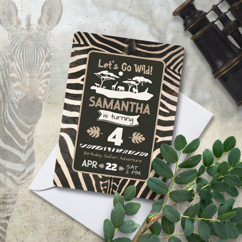 Animal Print Zebra Birthday Invitation