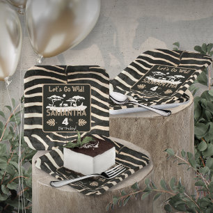 Animal Print Zebra Birthday Paper Plate