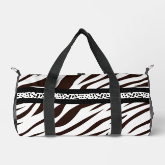 Animal print zebra black and white duffle bag