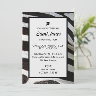Animal print Zebra Luxury Black White Simple Invitation
