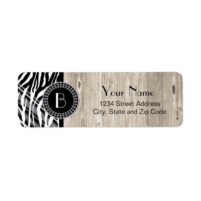 Animal Print Zebra Pattern and Monogram Label (Front)