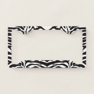 Animal Print Zebra Print Pattern Black & White License Plate Frame