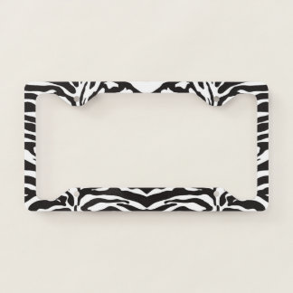 Animal Print Zebra Print Pattern Black & White License Plate Frame