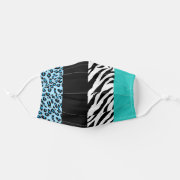 Animal Print, Zebra Stripes, Leopard Spots - Blue Cloth Face Mask