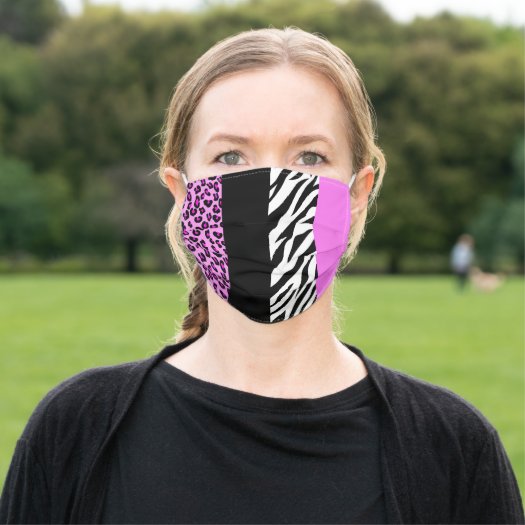 Animal Print, Zebra Stripes, Leopard Spots - Pink Cloth Face Mask