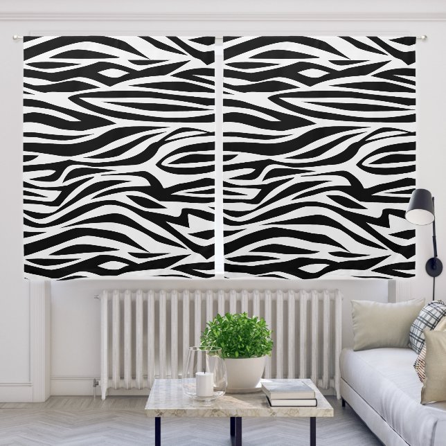 animal print zebra stripes wild black white blackout curtains (Living Room)
