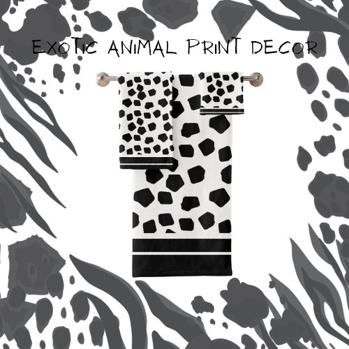 Animal Prints Black and White Bath Towel Set