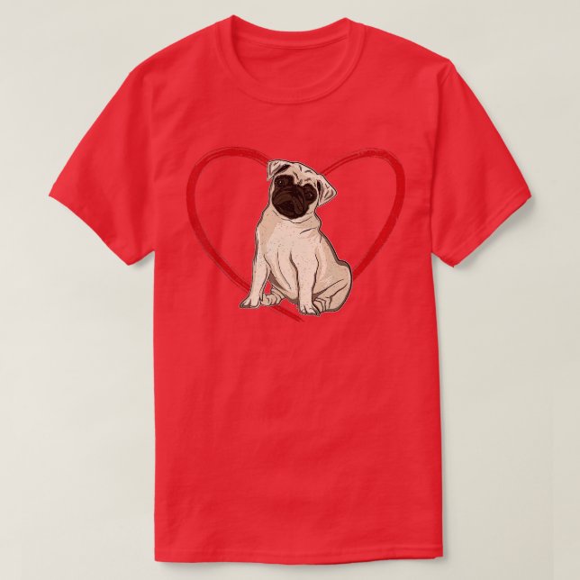 Animal Pug Valentines Day Gift Pug  T-Shirt (Design Front)