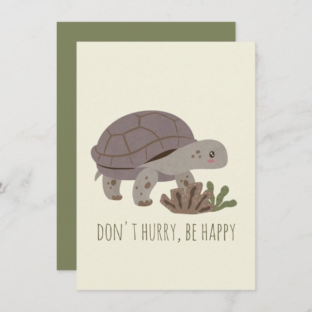 Animal Pun: Don't Hurry Be Happy Note Card (Front/Back)