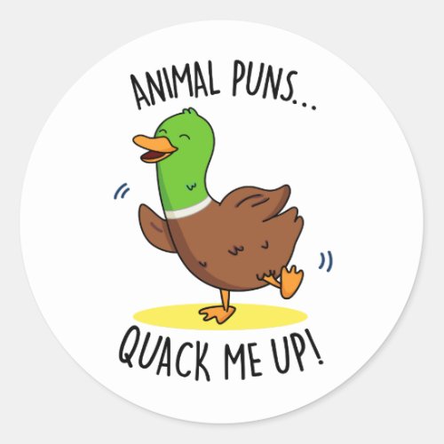 Animal Puns Quack Me Up Funny Duck Pun  Classic Round Sticker