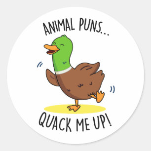 Animal Puns Quack Me Up Funny Duck Pun Classic Round Sticker
