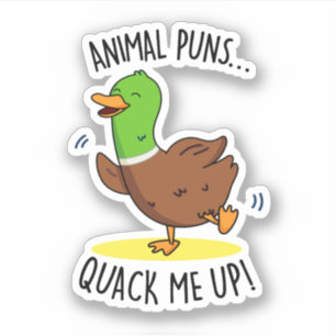 Animal Puns Quack Me Up Funny Duck Pun Sticker