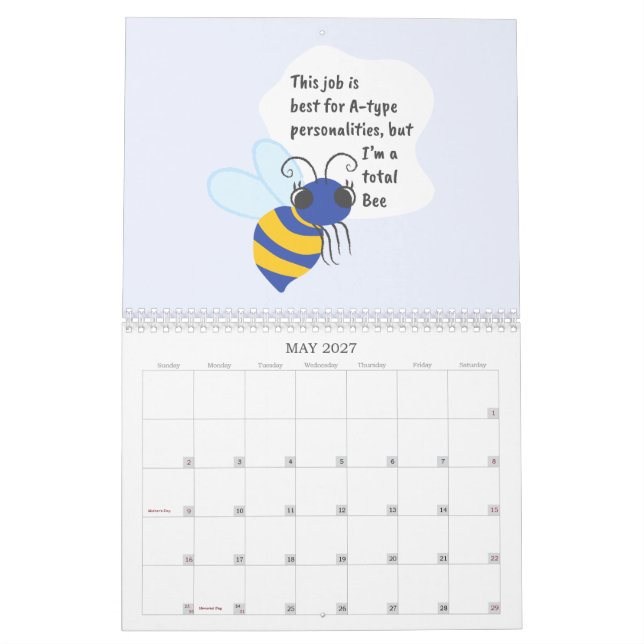 Animal puns: sad worker edition calendar (May 2027)