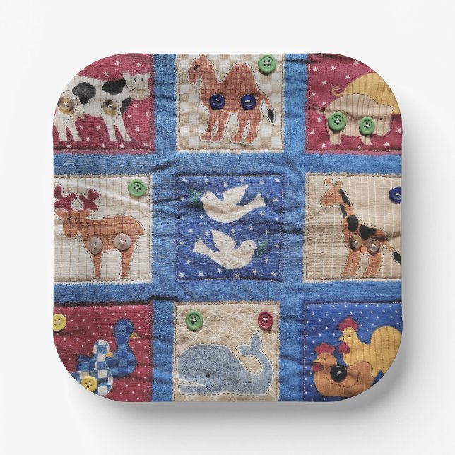 Animal Quilt Design Paper Plates (Front)