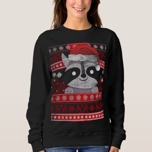 Animal Racoon Ugly Christmas Raccoon Sweatshirt