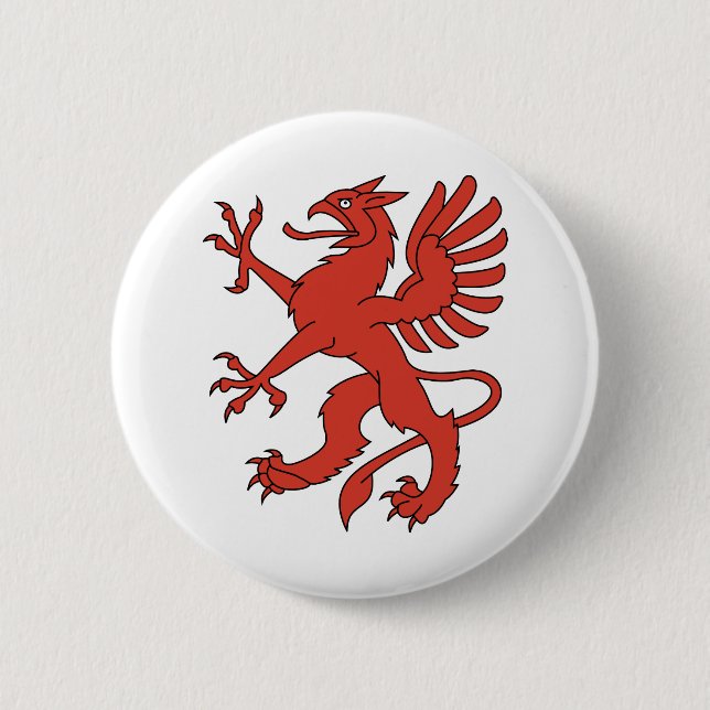 Animal Red Creature Dragon Wings Claws Tongue Button (Front)