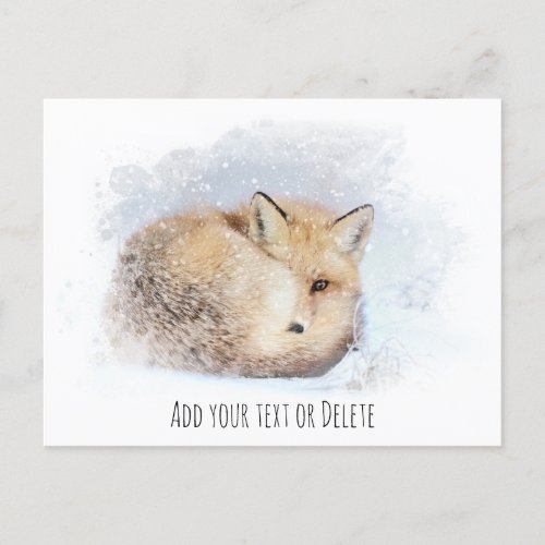  Animal Red Fox Ap18 Abstract Wildlife Snowy Postcard