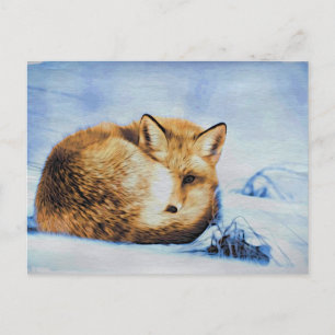 *~* Animal Red Fox Ap18 Artistic Soft Wildlife Postcard