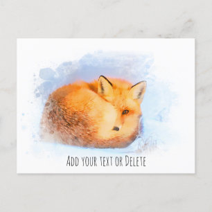 *~ Animal Red Fox Ap18 Artsy Wildlife Text Postcard