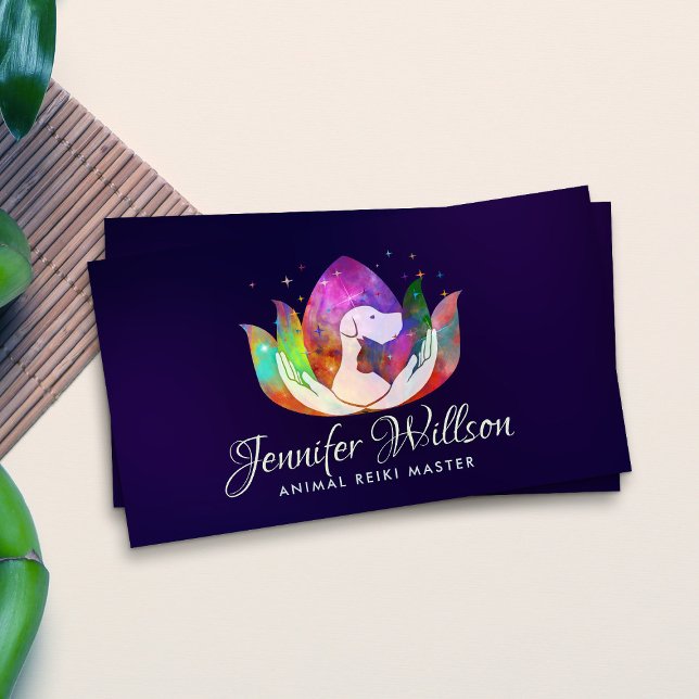 Animal Reiki Healing Watercolor Art Business Card (Creator Uploaded)