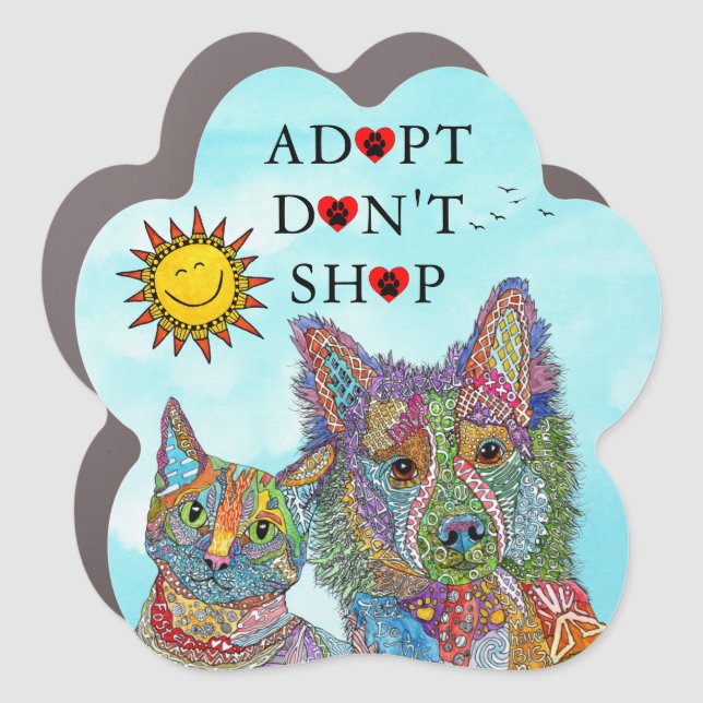 Animal Rescue Adopt Don't Shop Car Magnet (Front)