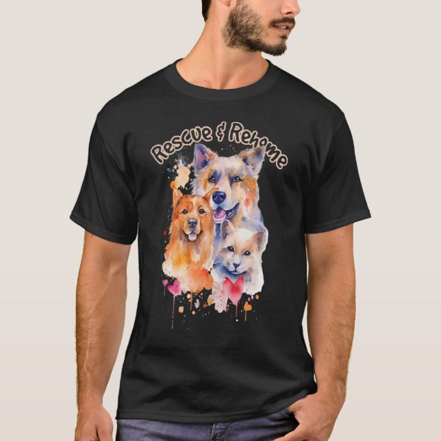 Animal Rescue and Rehome Animal Adoption Support D T-Shirt (Front)