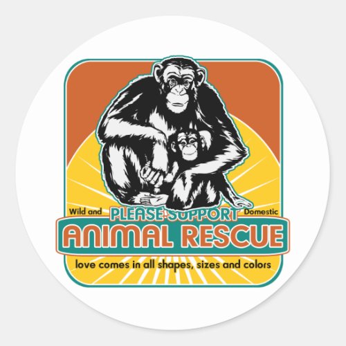 Animal Rescue Chimpanzee Classic Round Sticker
