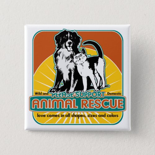 Animal Rescue Dog and Cat Button