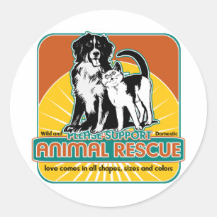 Animal Rescue Dog and Cat Classic Round Sticker