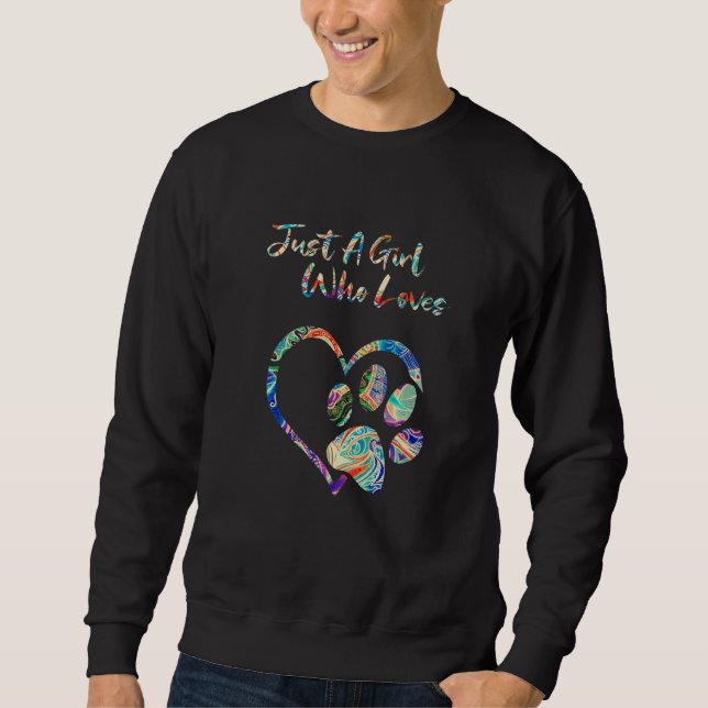 Animal Rescue  Dog Paw Print Tie Dye Rainbow Dog L Sweatshirt (Front)