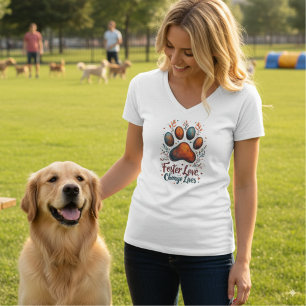 Animal Rescue Foster Love Change Lives Paw Print T-Shirt
