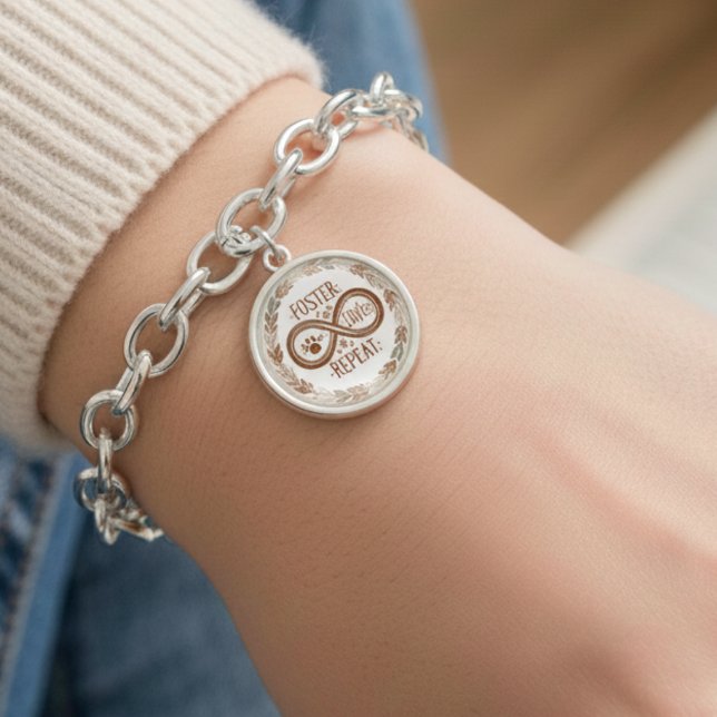 Animal Rescue Foster Love Repeat Infinity Gift Bracelet (Pet Foster charm bracelet)