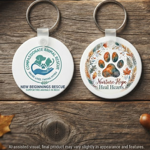 Animal Rescue Fundraiser Autumn Paw Print Keychain