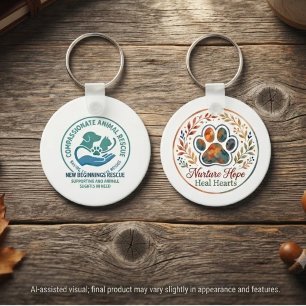 Animal Rescue Fundraiser Autumn Paw Print Tribute Keychain