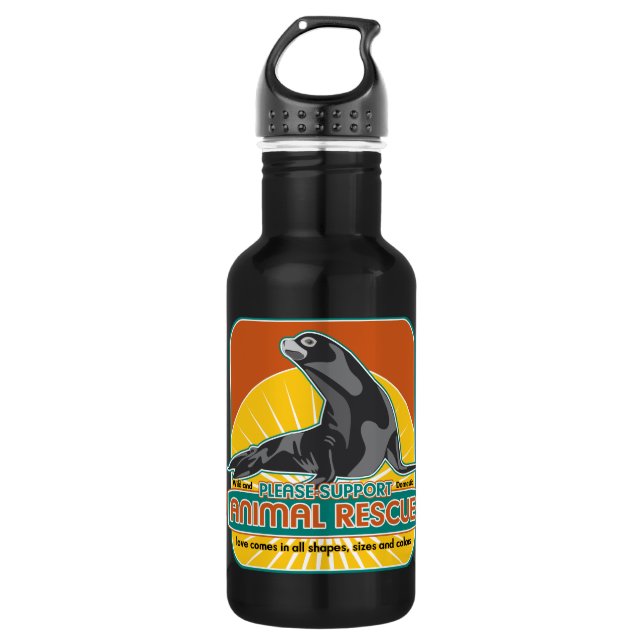 Animal Rescue Fur Seal Stainless Steel Water Bottle (Front)