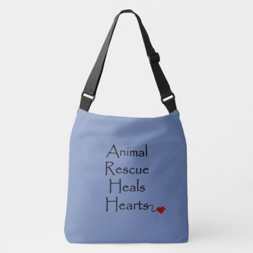 Animal Rescue Heals Hearts Quote Crossbody Bag