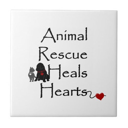 Animal Rescue Heals Hearts Text Pet Rescue Ceramic Tile